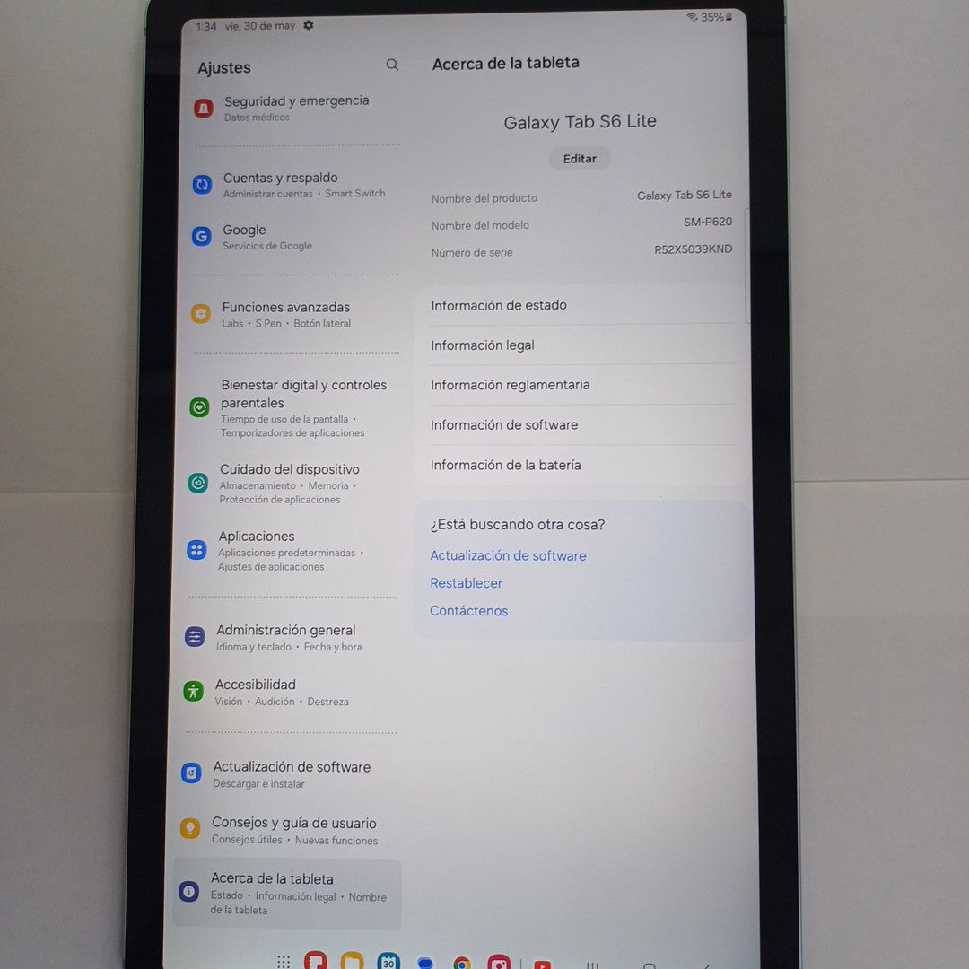 TABLETA SAMSUNG GALAXY TAB S6 LITE SM-P620 (2024) 128 GB 4 GB RAM (SEMINUEVO)
