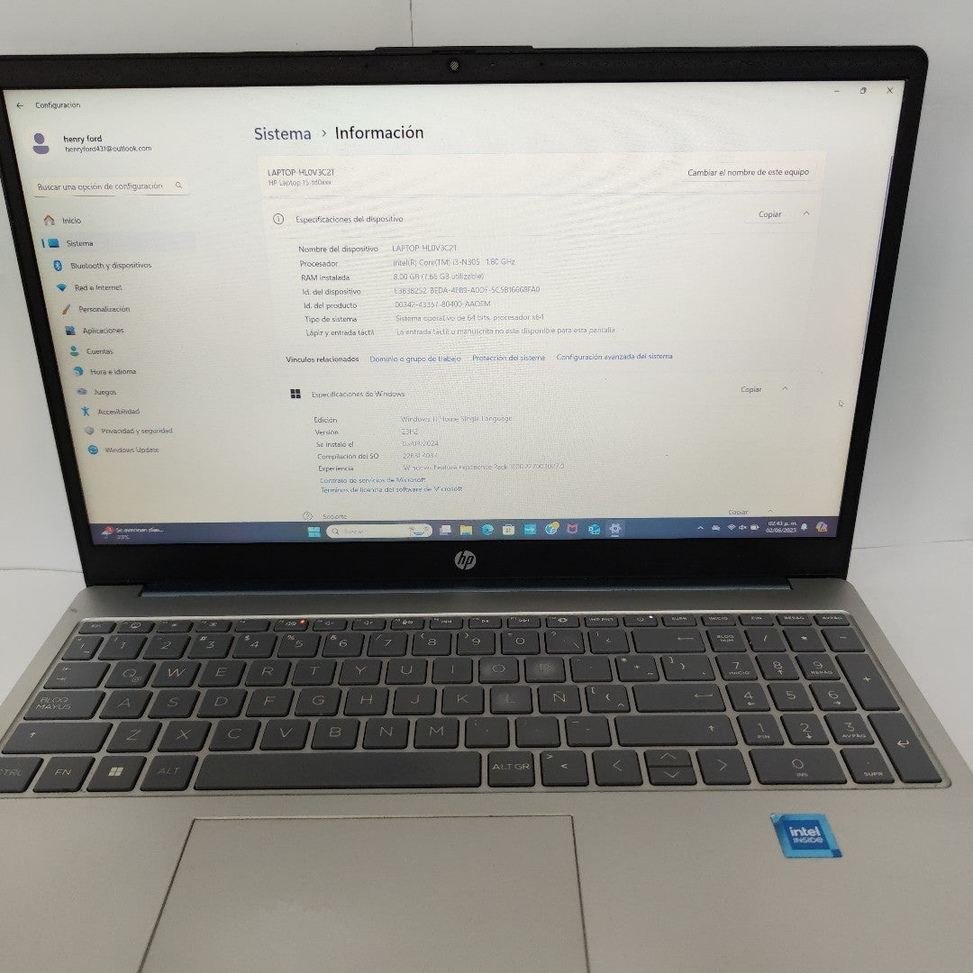 LAPTOP HP 15-FD0000LA (2023) 512 GB SSD 8 GB RAM (SEMINUEVO)