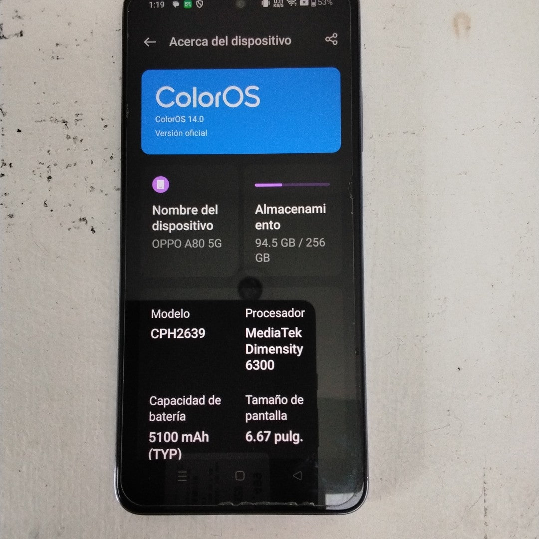 CELULAR OPPO  A80 5G CPH2639 (2024) 256 GB 8 GB RAM (SEMINUEVO)