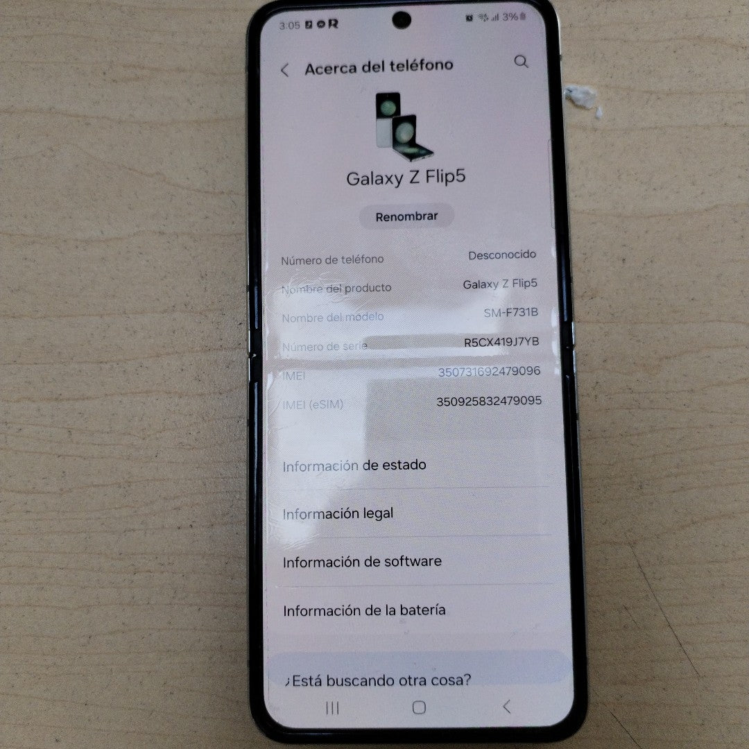CELULAR SAMSUNG GALAXY Z FLIP 5 SM-F731B (2023) 512 GB 8 GB RAM (SEMINUEVO)