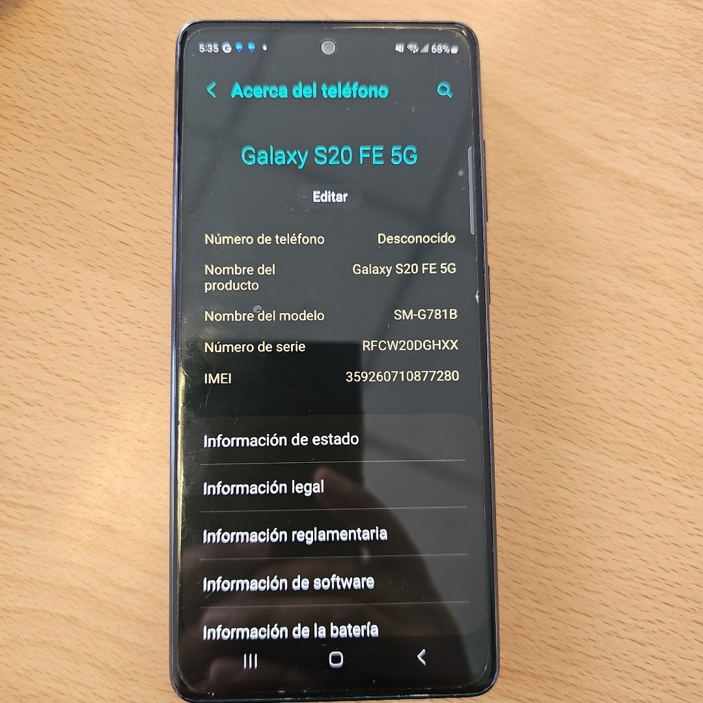 CELULAR SAMSUNG GALAXY S20 FE 5G SM-G781B 256 GB 8 GB RAM (SEMINUEVO)