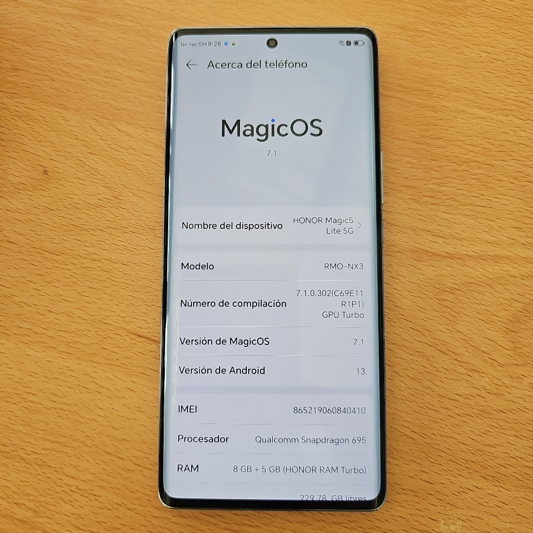 CELULAR HONOR MAGIC 5 LITE RMO-NX3 256 GB 8 GB RAM (SEMINUEVO)