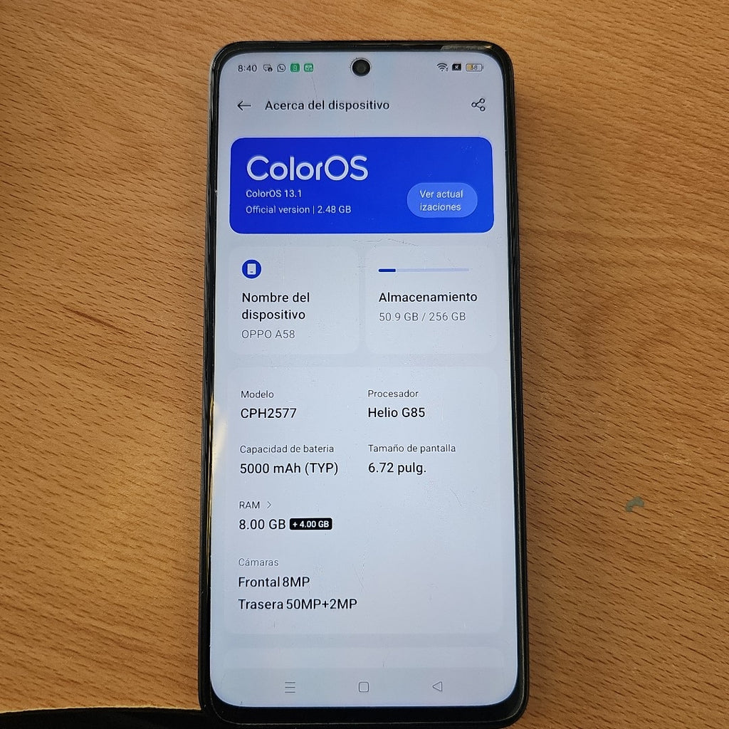 CELULAR OPPO  A58 CPH2577 (2023) 256 GB 8 GB RAM (SEMINUEVO)