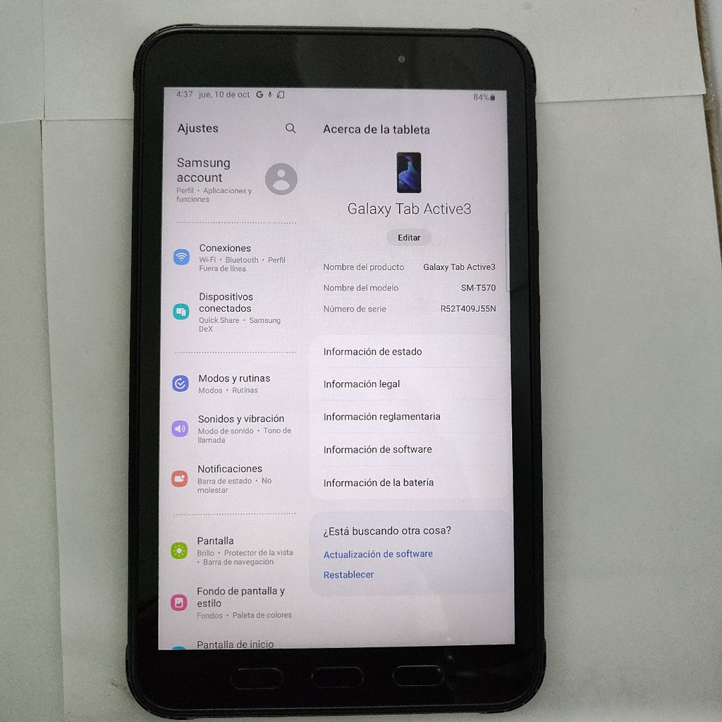 TABLETA SAMSUNG GALAXY TAB ACTIVE 3 SM-T570 64 GB 4 GB RAM (SEMINUEVO)