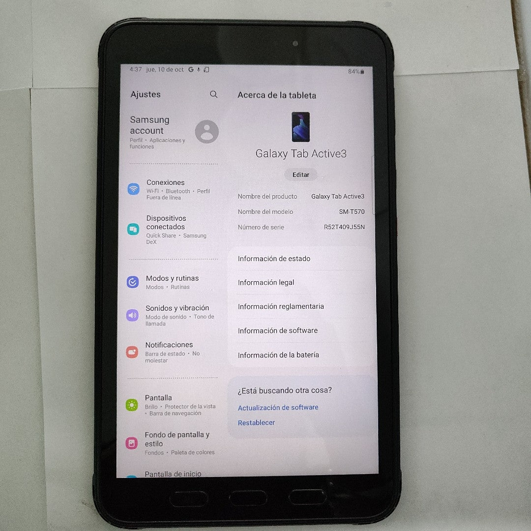 TABLETA SAMSUNG GALAXY TAB ACTIVE 3 SM-T570 64 GB 4 GB RAM (SEMINUEVO)