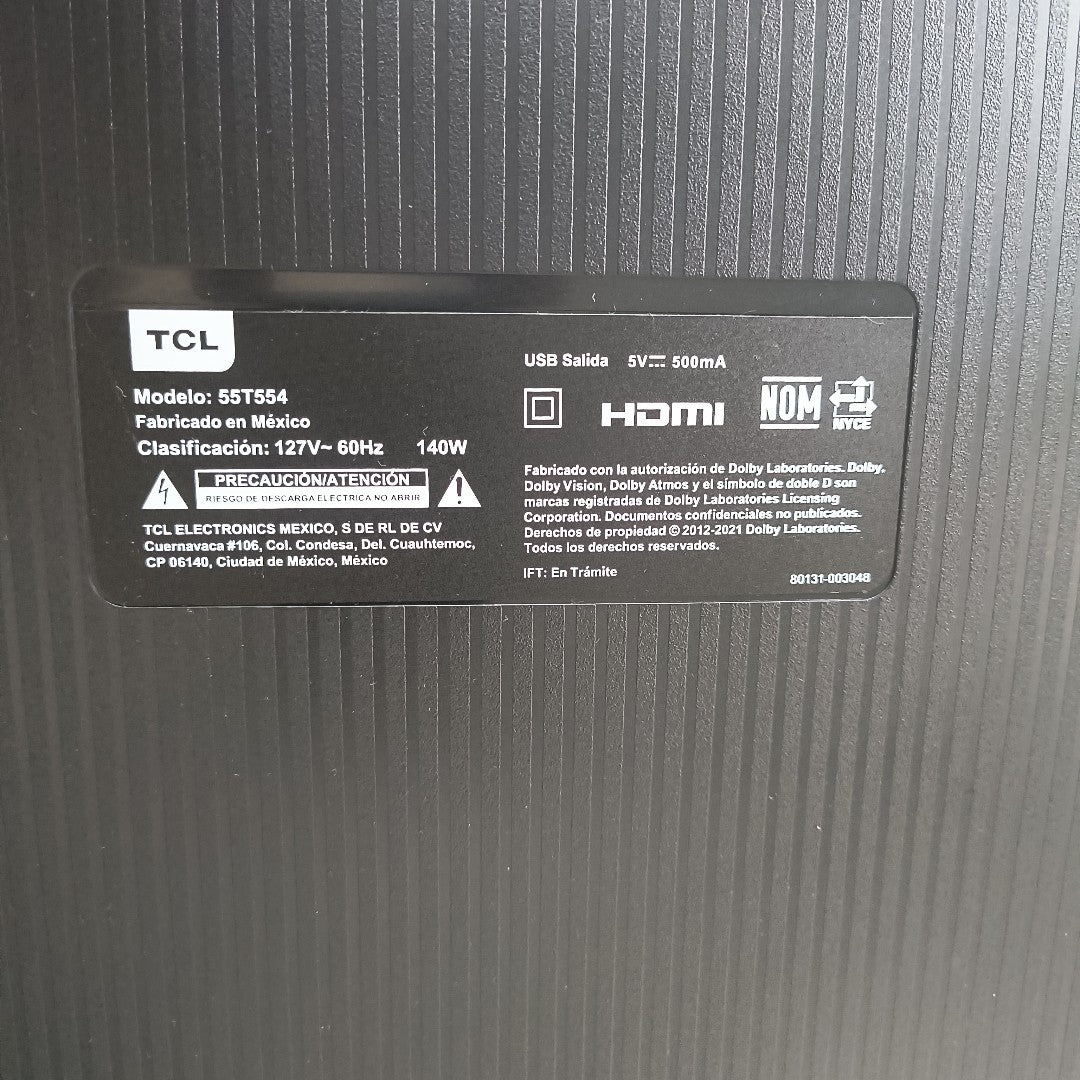 PANTALLA TCL 55T554 (2022) 55" QLED 4K (SEMINUEVO)