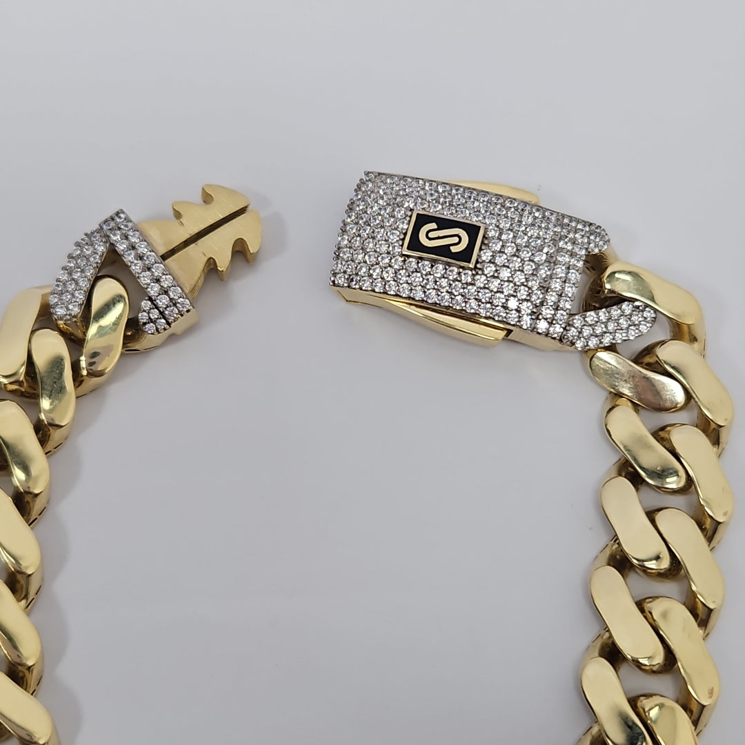 PULSERA CABALLERO MONACO ORO 10K 18.7 (NUEVO)