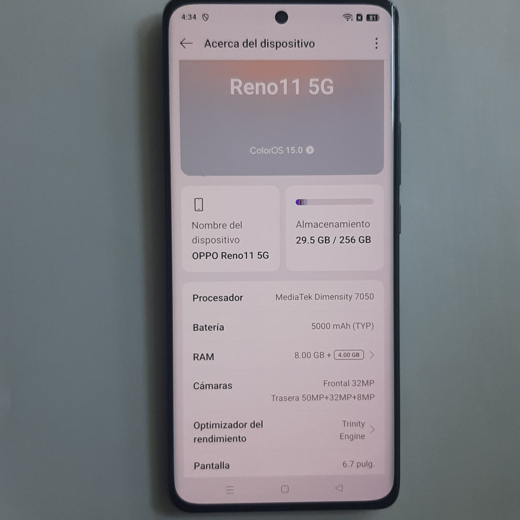 CELULAR OPPO  RENO11 5G CPH2599 (2024) 256 GB 8 GB RAM (SEMINUEVO)