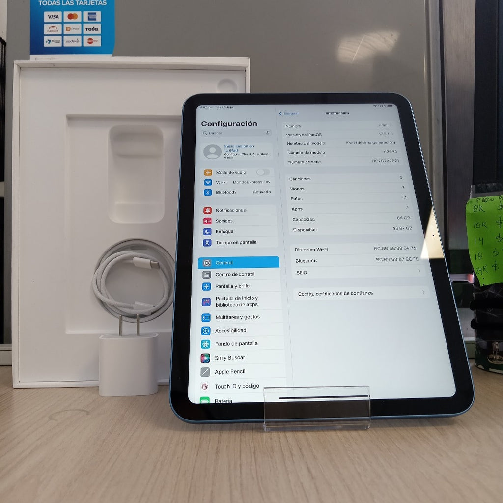 TABLETA APPLE IPAD 10 A2696 64 GB 4 GB RAM (SEMINUEVO)