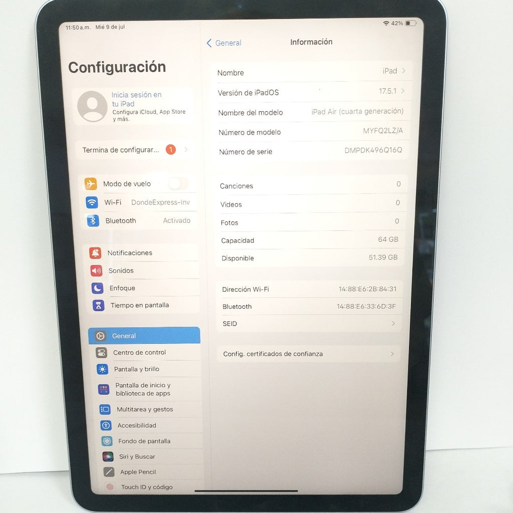 TABLETA APPLE IPAD AIR 4 A2316 64 GB 4 GB RAM (SEMINUEVO)