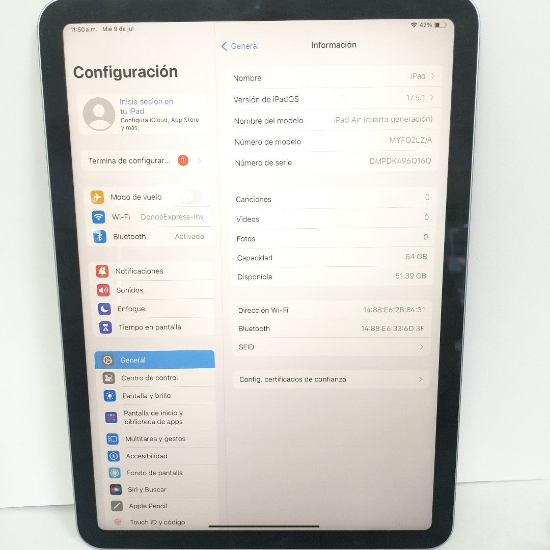 TABLETA APPLE IPAD AIR 4 A2316 64 GB 4 GB RAM (SEMINUEVO)