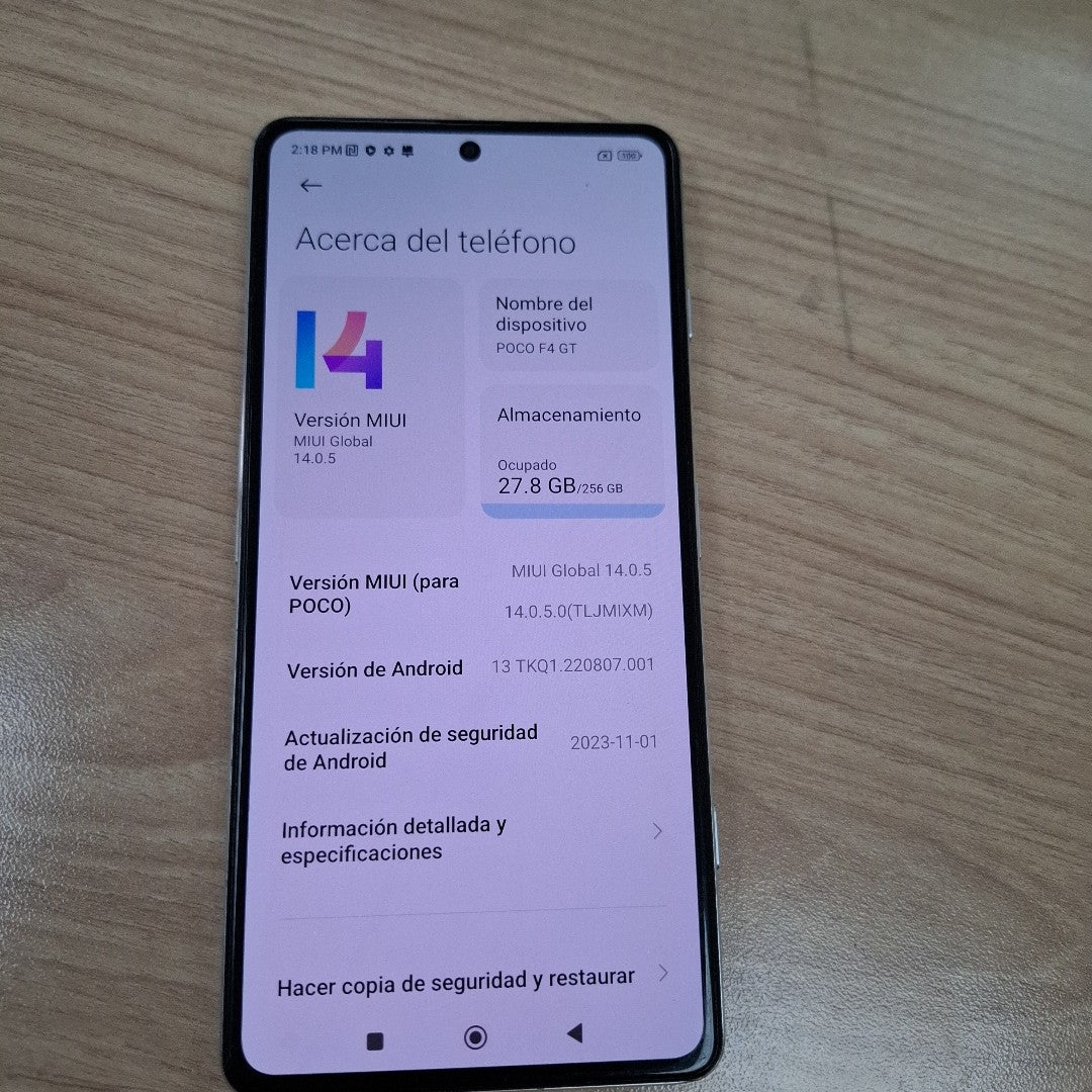 CELULAR XIAOMI POCO F4 GT 21121210G 256 GB 12 GB RAM (SEMINUEVO)