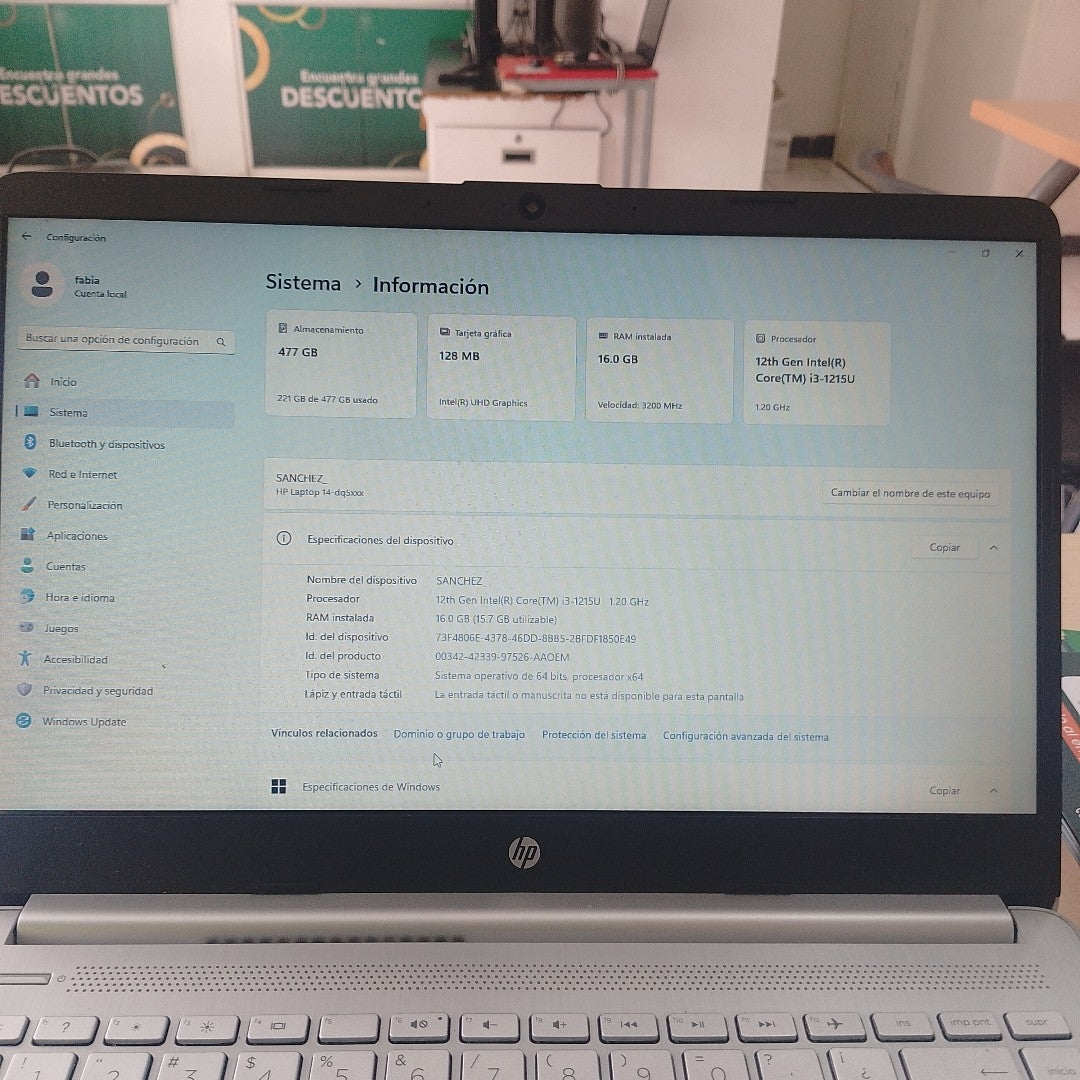LAPTOP HP 14-DQ5007LA (2023) 512 GB SSD 16 GB RAM (SEMINUEVO)