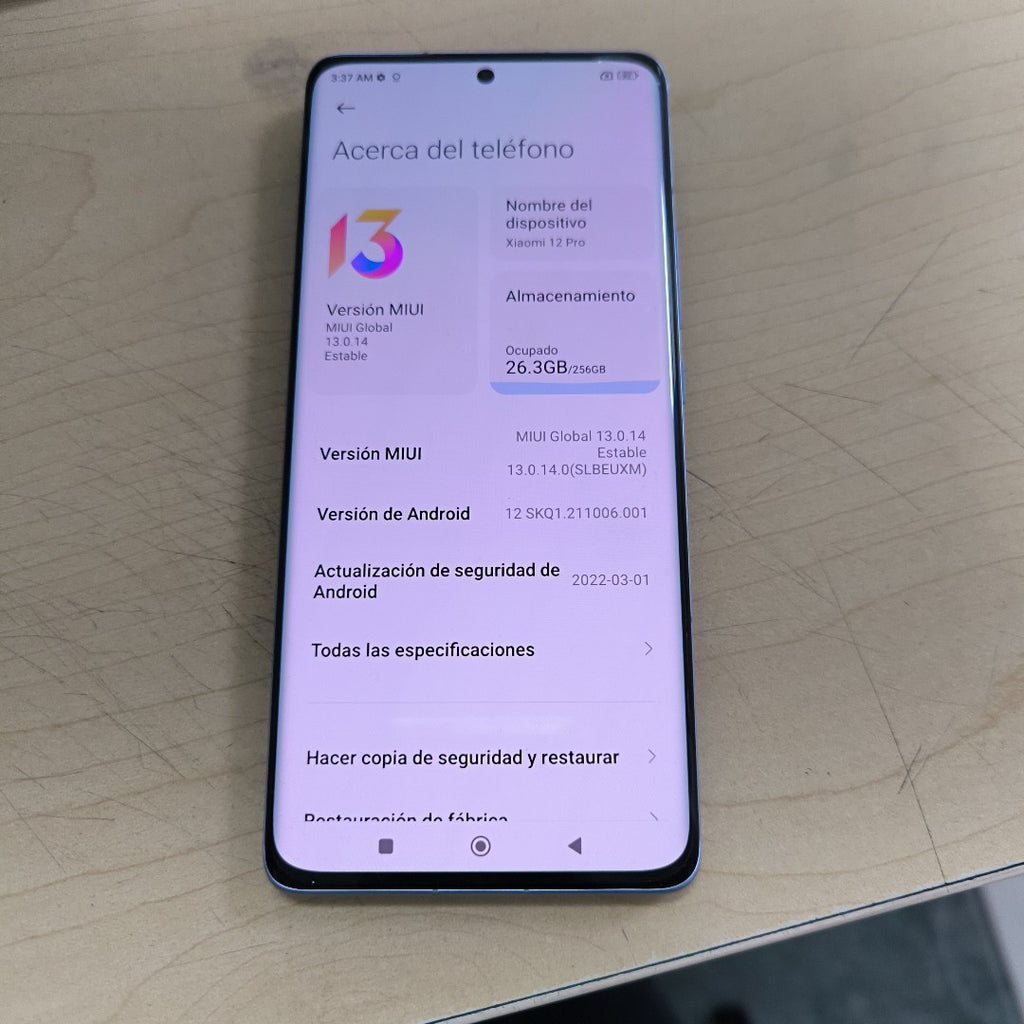 CELULAR XIAOMI 12 PRO 2201122G (2022) 256 GB 12 GB RAM (SEMINUEVO)