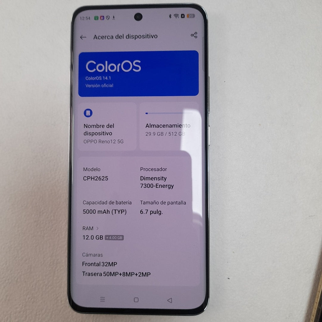 CELULAR OPPO   RENO12 5G CPH2625 (2024) 512 GB 12 GB RAM (SEMINUEVO)