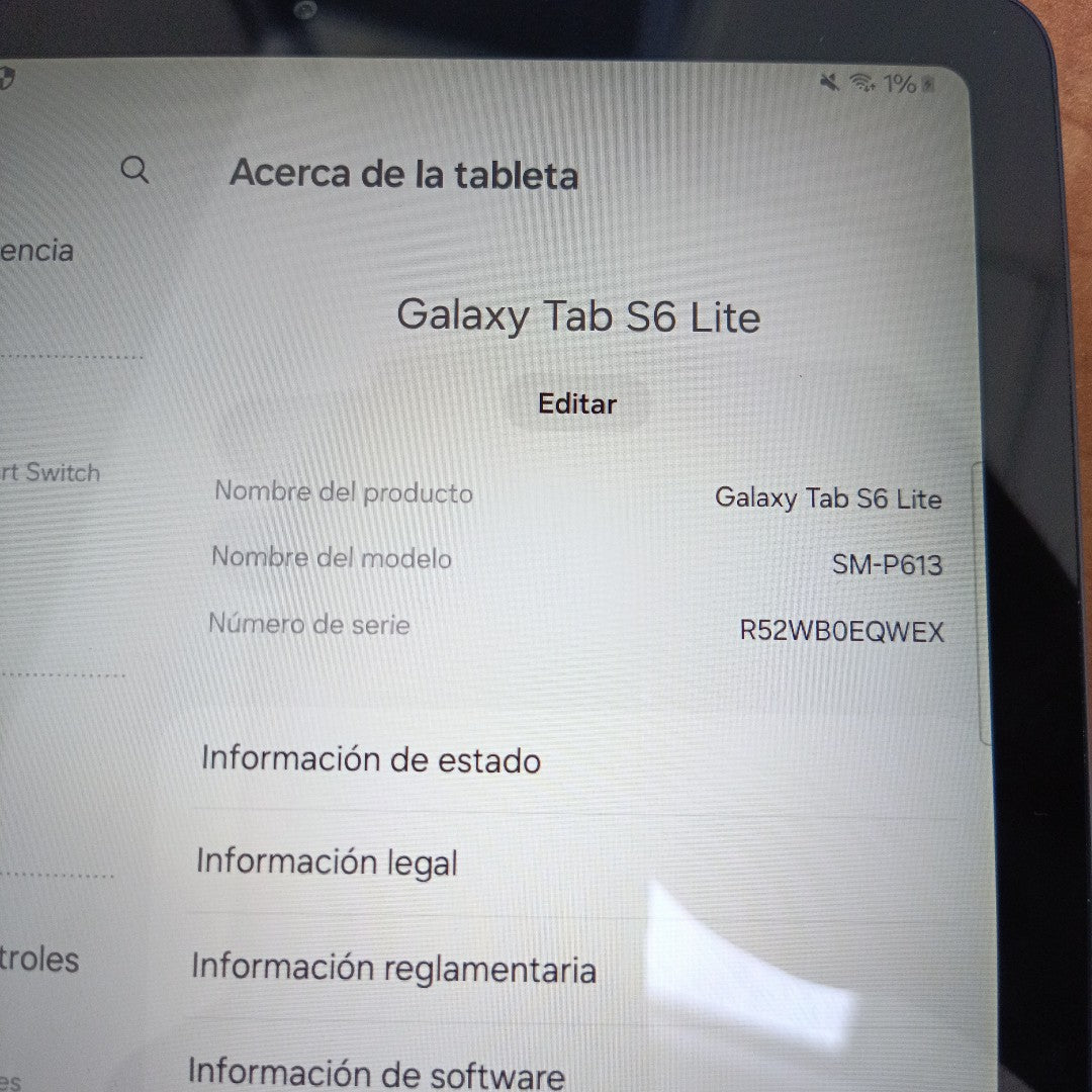 TABLETA SAMSUNG GALAXY TAB S6 LITE SM-P613 128 GB 4 GB RAM (SEMINUEVO)