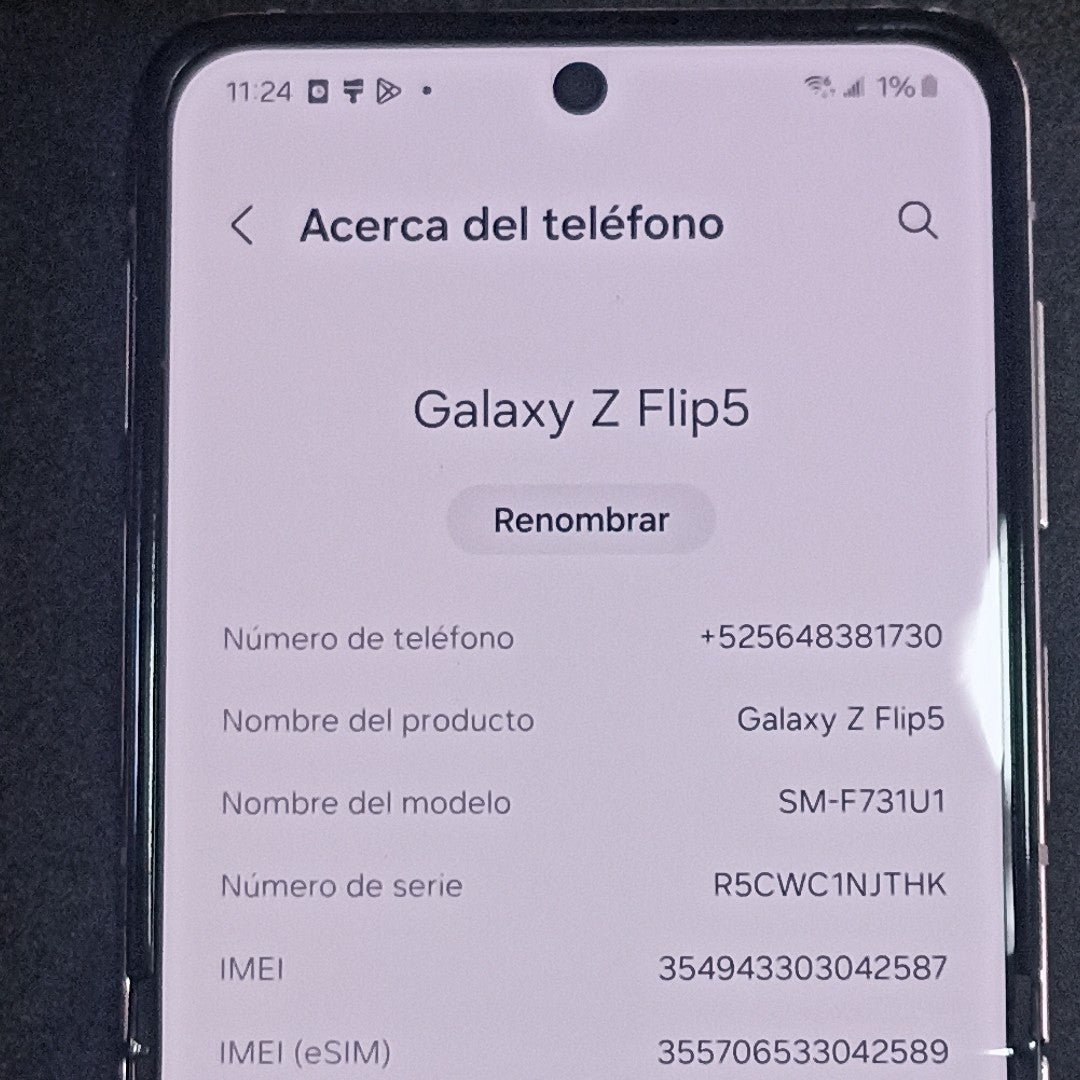 CELULAR SAMSUNG GALAXY Z FLIP 5 SM-F731U1 (2023) 256 GB 8 GB RAM (SEMINUEVO)