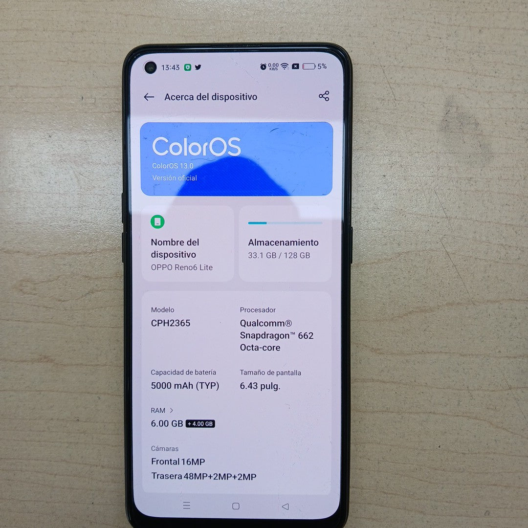 CELULAR OPPO  RENO6 LITE CPH2365 128 GB 6 GB RAM (SEMINUEVO)
