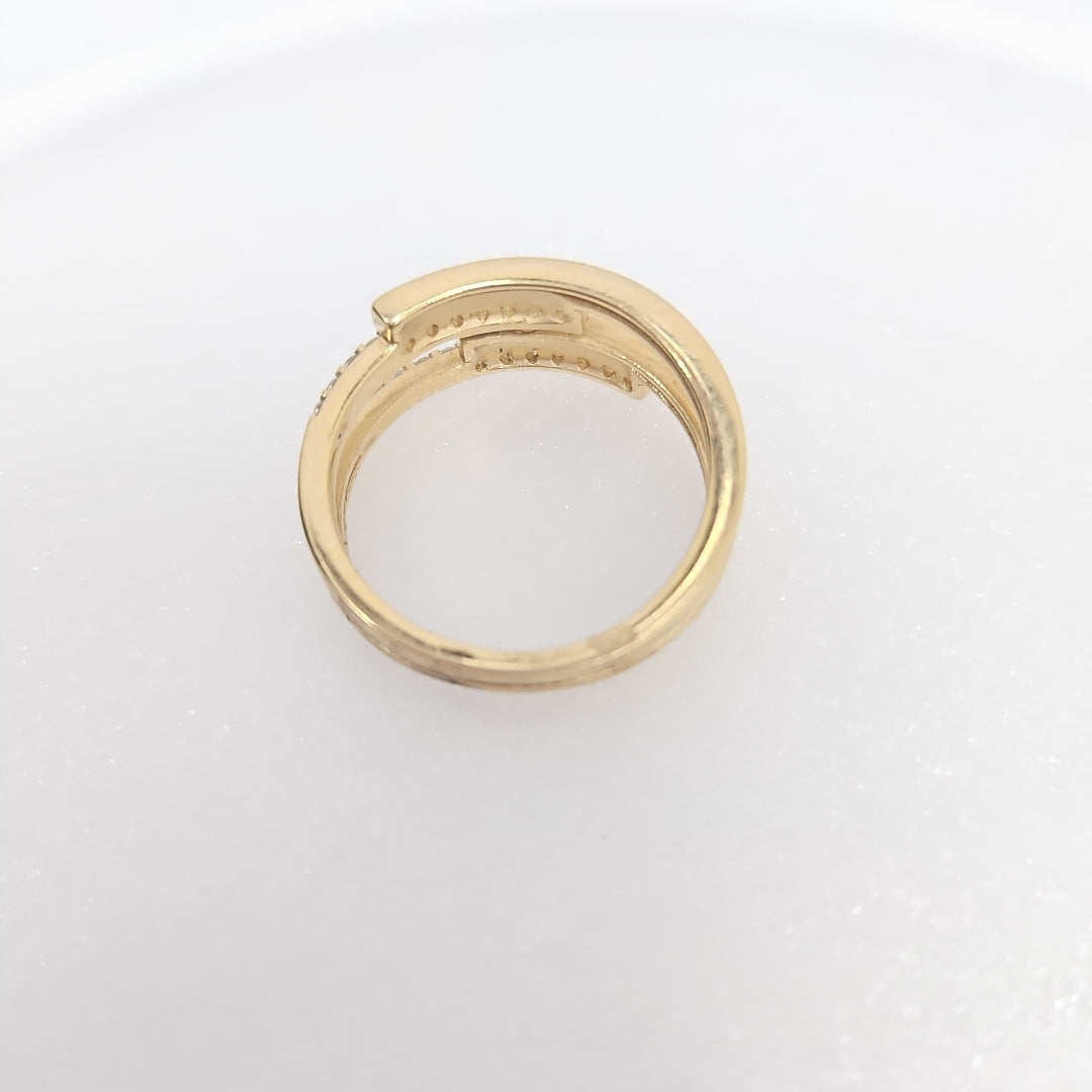 10020AND00060B1541 FRD6 ANILLO CUATRO HILOS DOS CON CIRCONIA ORO 14K 3.3GRS (NUEVO)