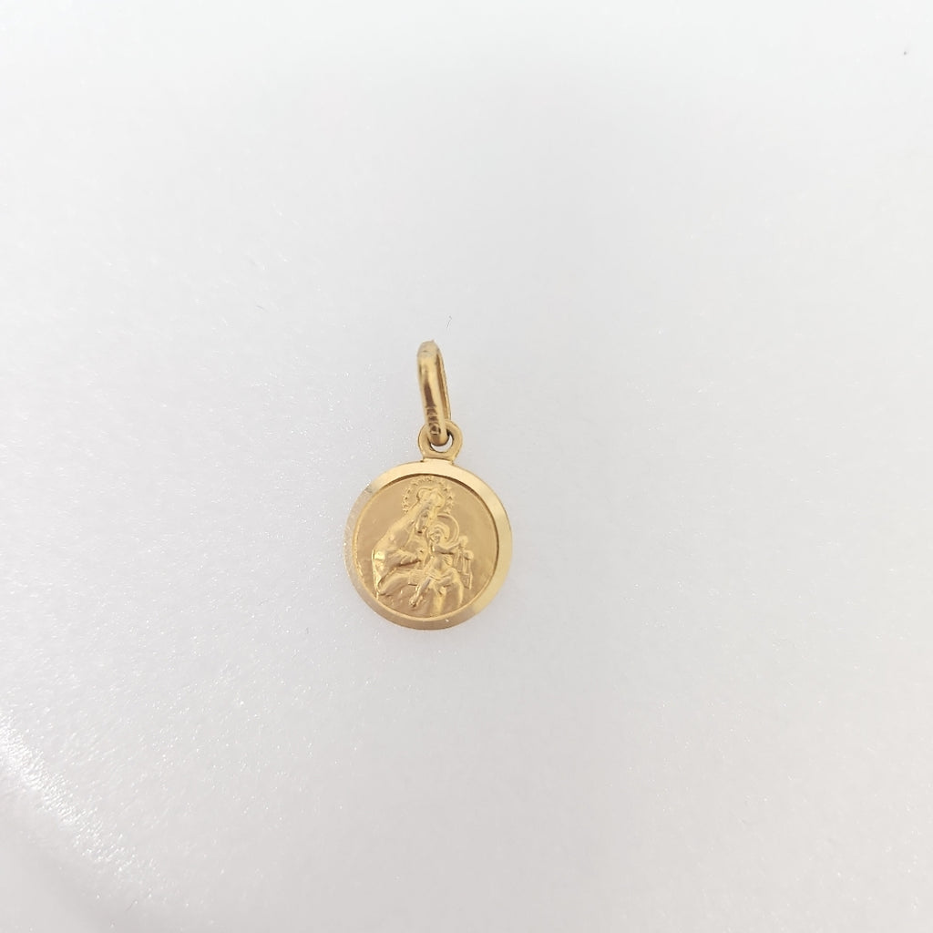 10007REL11400B114 FRD3 MEDALLA PEQUEÑA CIRCULAR DOBLE IMAGEN O/A ORO 14K 1.6GRS (NUEVO)