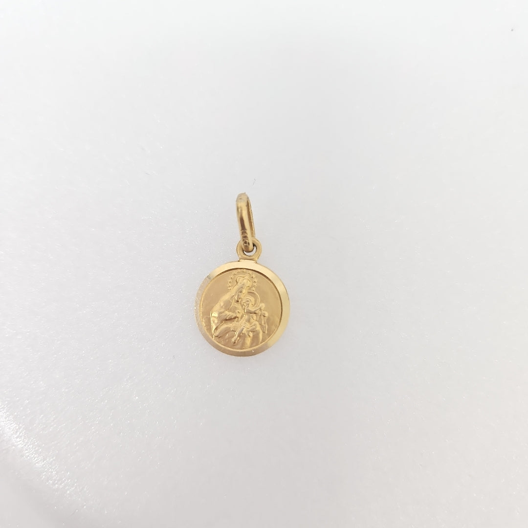 10007REL11400B114 FRD3 MEDALLA PEQUEÑA CIRCULAR DOBLE IMAGEN O/A ORO 14K 1.6GRS (NUEVO)