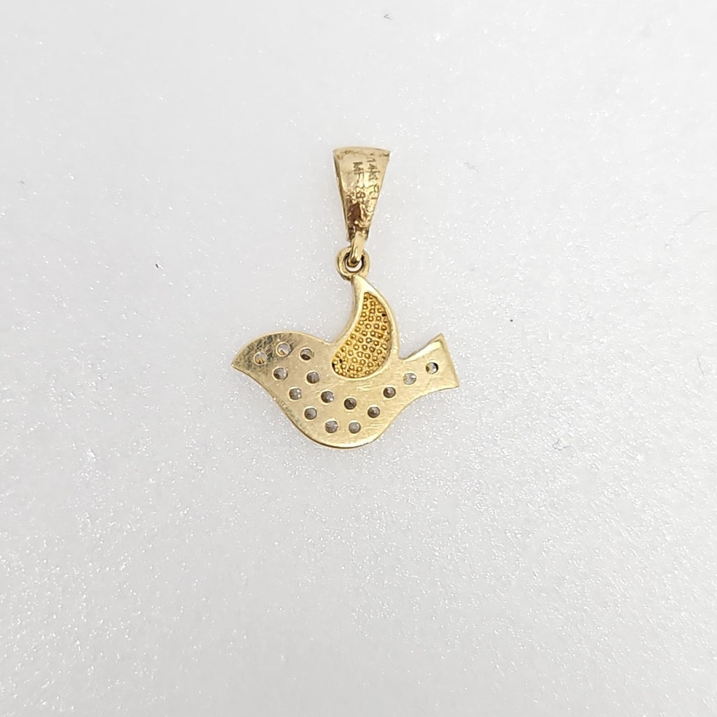 10024DIJ00000B684 FRD6 DIJE DE PALOMA CON CIRCONIAS ORO 14K 0.9GRS (NUEVO)