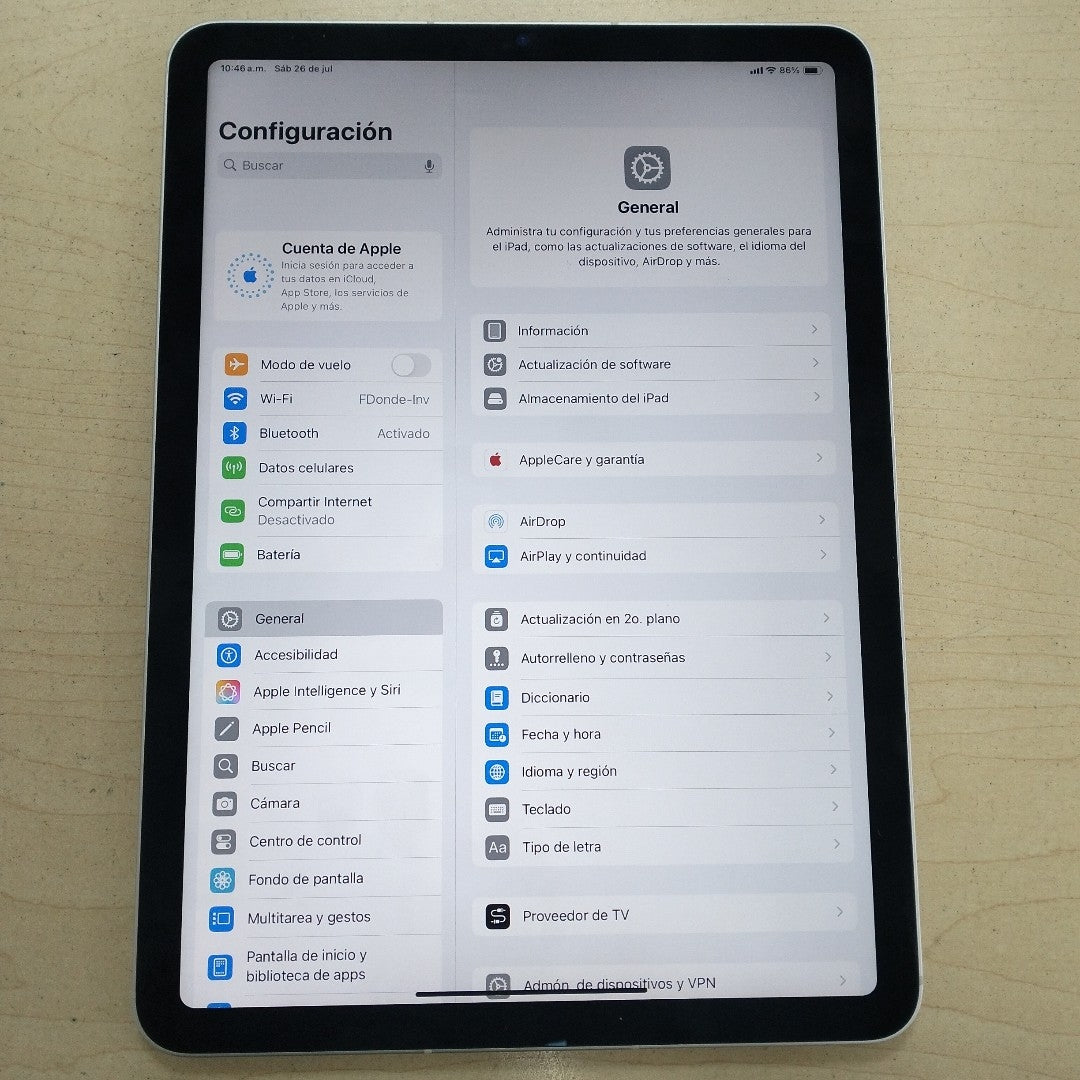 TABLETA APPLE IPAD AIR 5 A2589 256 GB 8 GB RAM (SEMINUEVO)