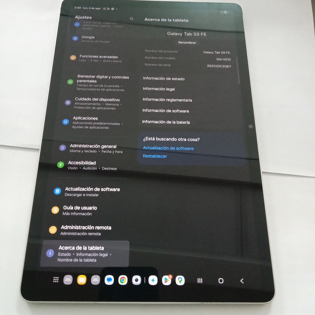 TABLETA SAMSUNG GALAXY TAB S9 FE SM-X510 (2023) 128 GB 6 GB RAM (SEMINUEVO)