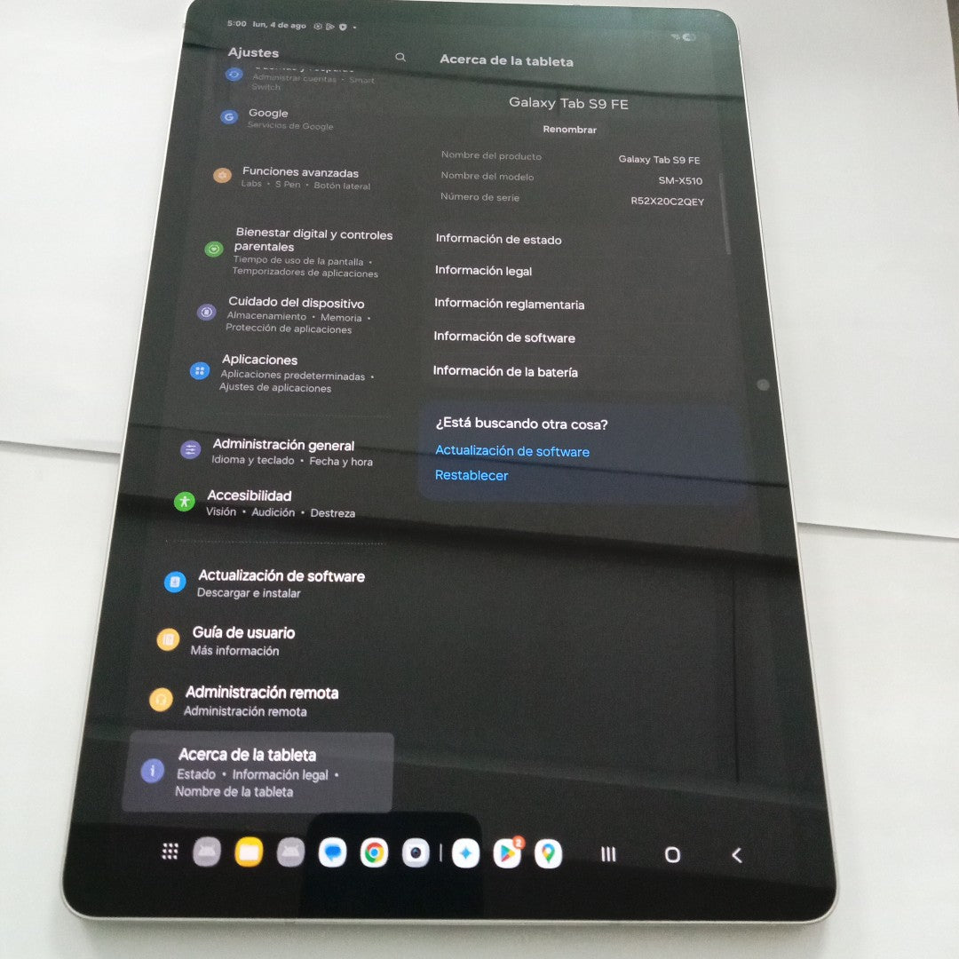 TABLETA SAMSUNG GALAXY TAB S9 FE SM-X510 (2023) 128 GB 6 GB RAM (SEMINUEVO)