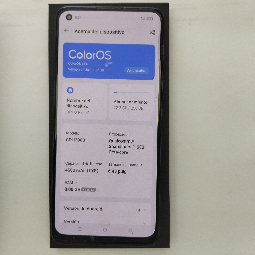 CELULAR OPPO  RENO7 CPH2363 (2022) 256 GB 8 GB RAM (SEMINUEVO)