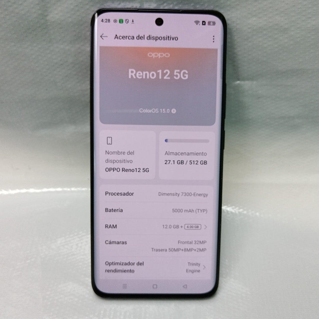 CELULAR OPPO   RENO12 5G CPH2625 (2024) 512 GB 12 GB RAM (SEMINUEVO)