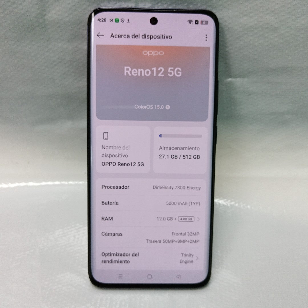 CELULAR OPPO   RENO12 5G CPH2625 (2024) 512 GB 12 GB RAM (SEMINUEVO)