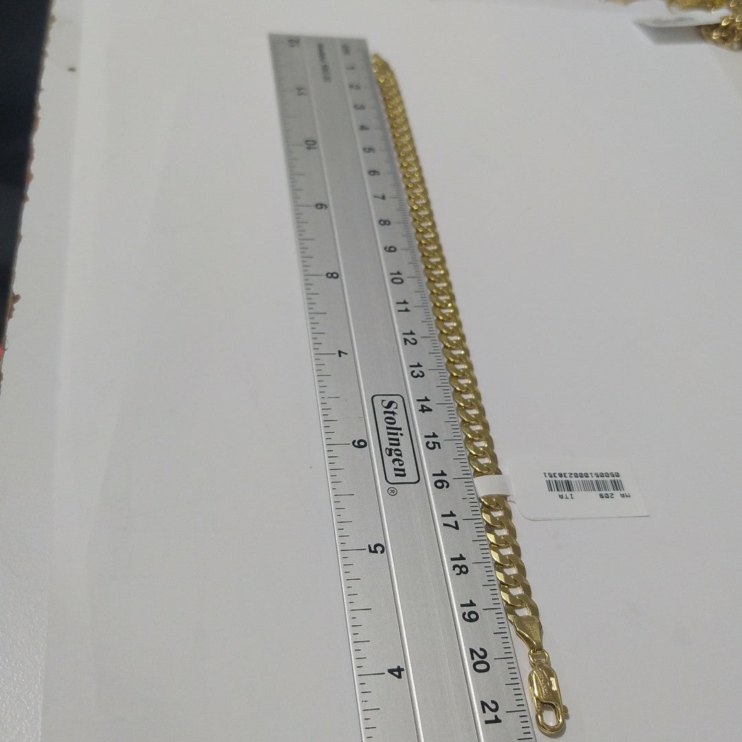 PULSERAS CABALLERO BARBADA AMARILLA ORO 14K 10.7 (NUEVO)