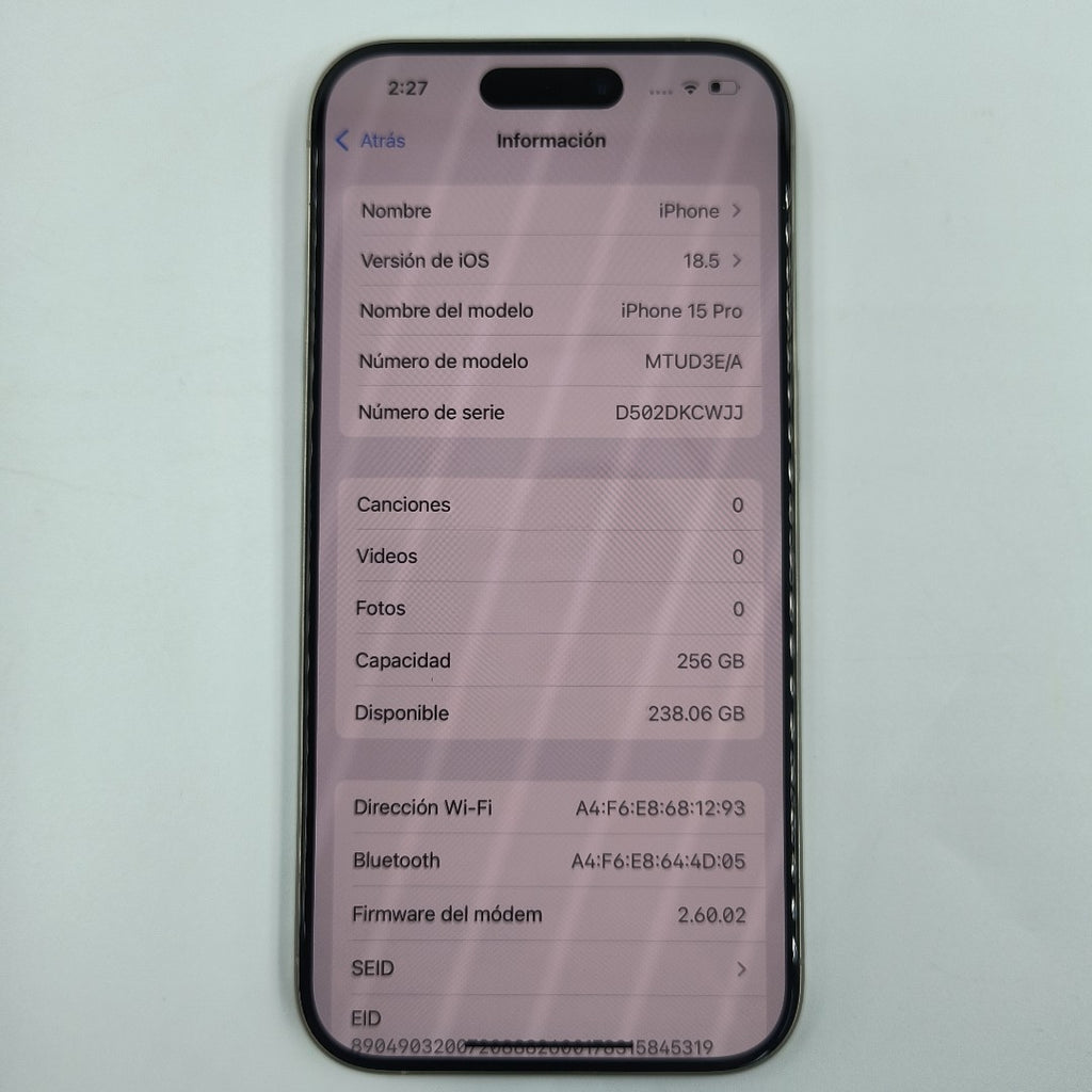 CELULAR APPLE IPHONE 15 PRO A3101 256 GB 8 GB RAM (SEMINUEVO)