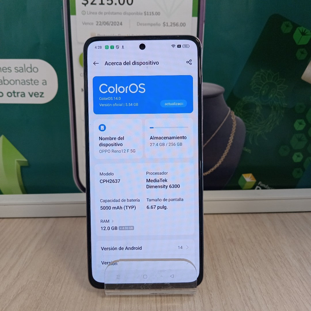 CELULAR OPPO  RENO 12F 5G CPH2637 256 GB 12 GB RAM (SEMINUEVO)