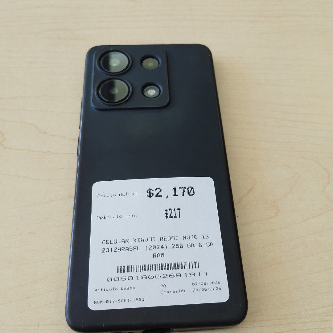 CELULAR XIAOMI REDMI NOTE 13 23129RA5FL (2024) 256 GB 8 GB RAM (SEMINUEVO)