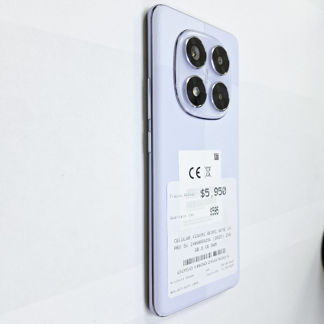 CELULAR XIAOMI REDMI NOTE 14 PRO 5G 24090RA29G (2025) 256 GB 8 GB RAM (SEMINUEVO)