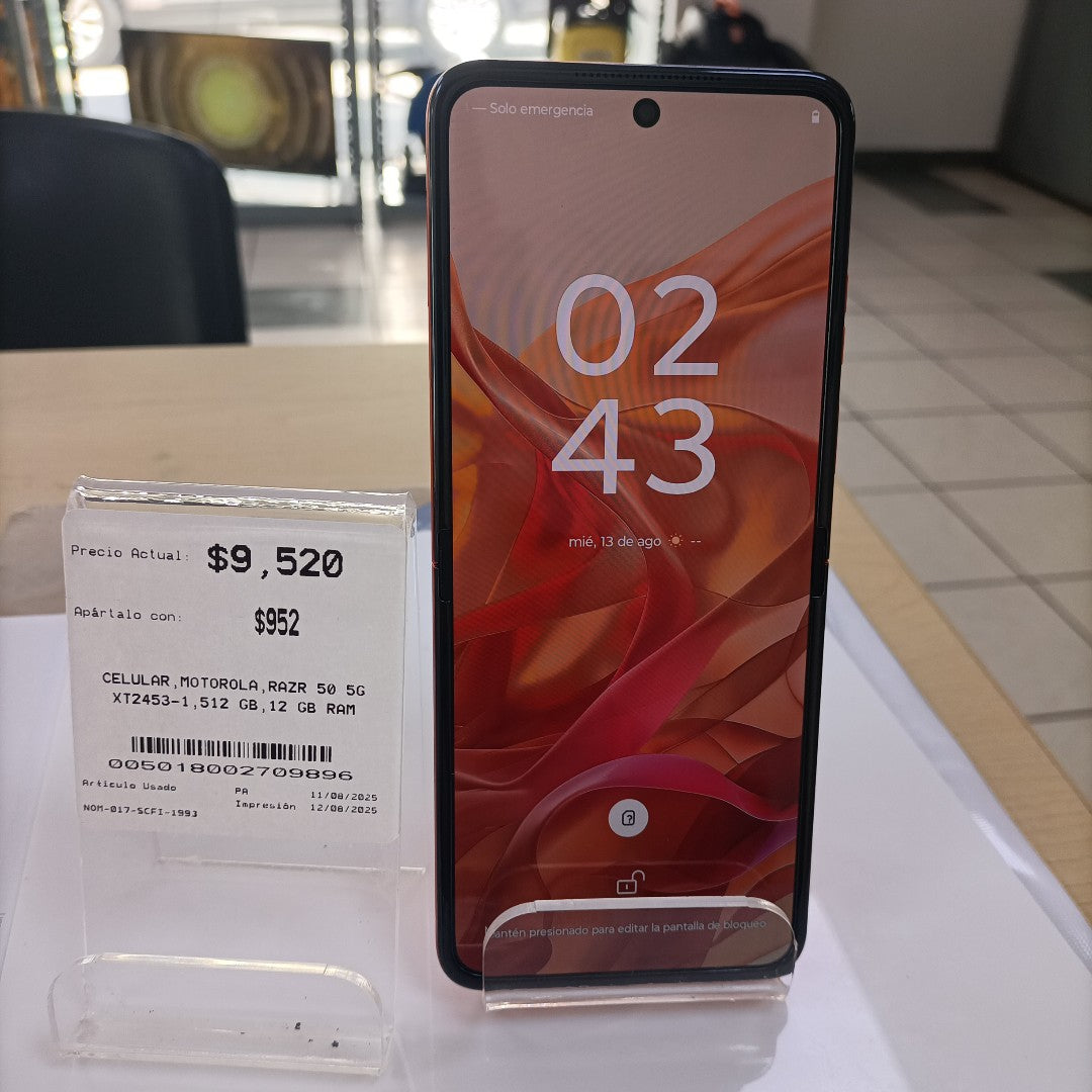 CELULAR MOTOROLA RAZR 50 5G XT2453-1 512 GB 12 GB RAM (SEMINUEVO)