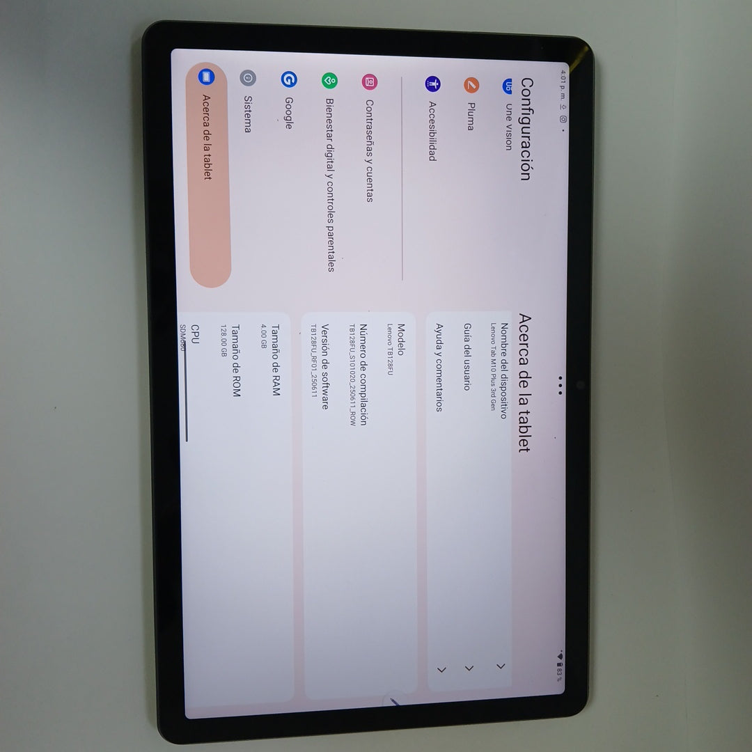 TABLETA LENOVO TAB M10 PLUS 3 GEN TB128FU (2023) 128 GB 4 GB RAM (SEMINUEVO)