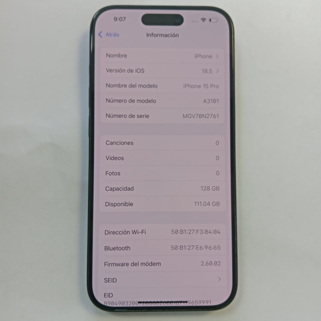 CELULAR APPLE IPHONE 15 PRO A3101 128 GB 8 GB RAM (SEMINUEVO)