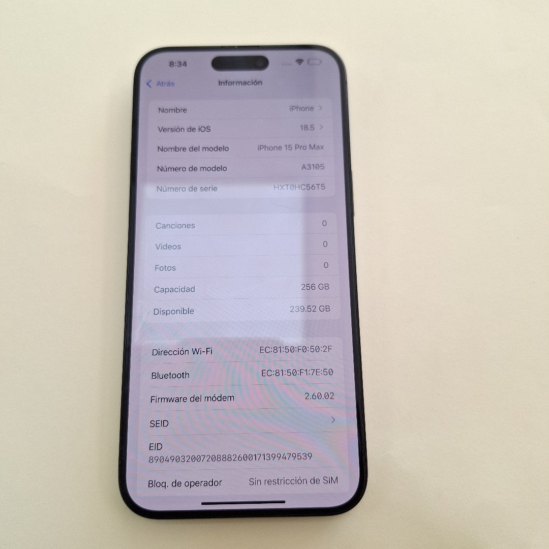 CELULAR APPLE IPHONE 15 PRO MAX A3105 (2023) 256 GB 8 GB RAM (SEMINUEVO)