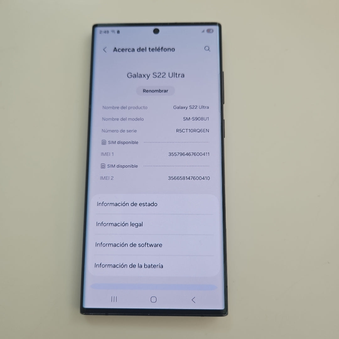 CELULAR SAMSUNG GALAXY S22 ULTRA SM-S908U1 512 GB 12 GB RAM (SEMINUEVO)
