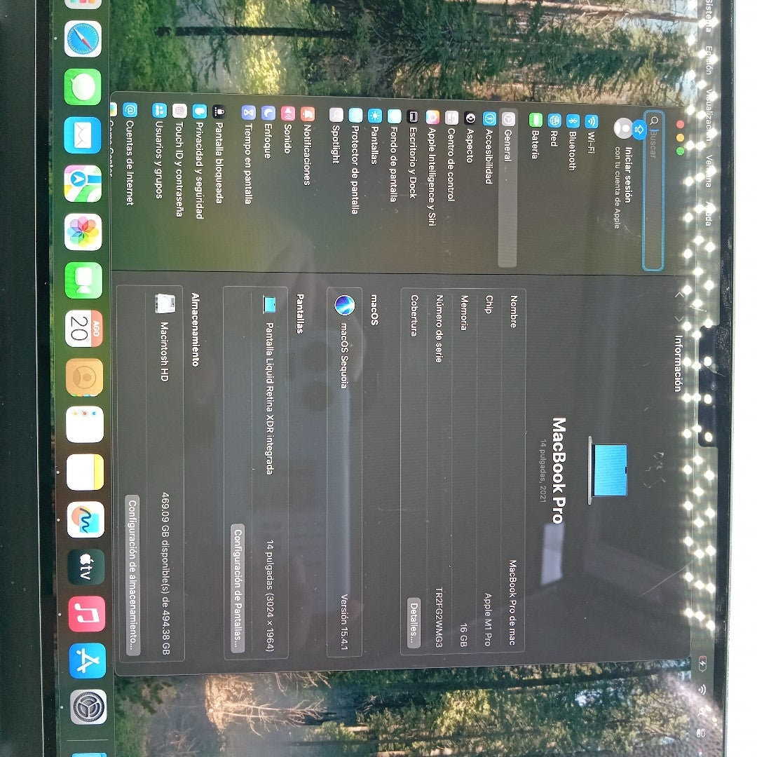 LAPTOP APPLE MACBOOK PRO 14" 2021 3.2 A2442 (8 CPU/14 GPU) 512 GB SSD 16 GB RAM (SEMINUEVO)