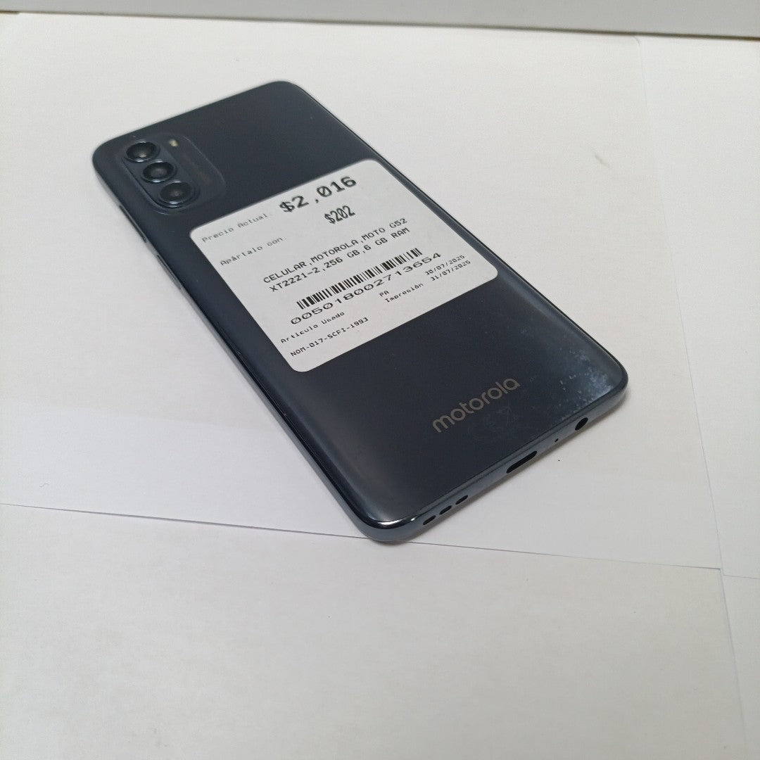 CELULAR MOTOROLA MOTO G52 XT2221-2 256 GB 6 GB RAM (SEMINUEVO)