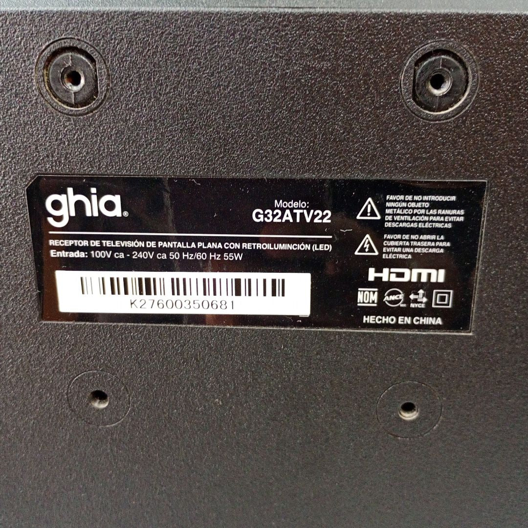 PANTALLA GHIA G32ATV22 (2023) 32" LED HD (SEMINUEVO)