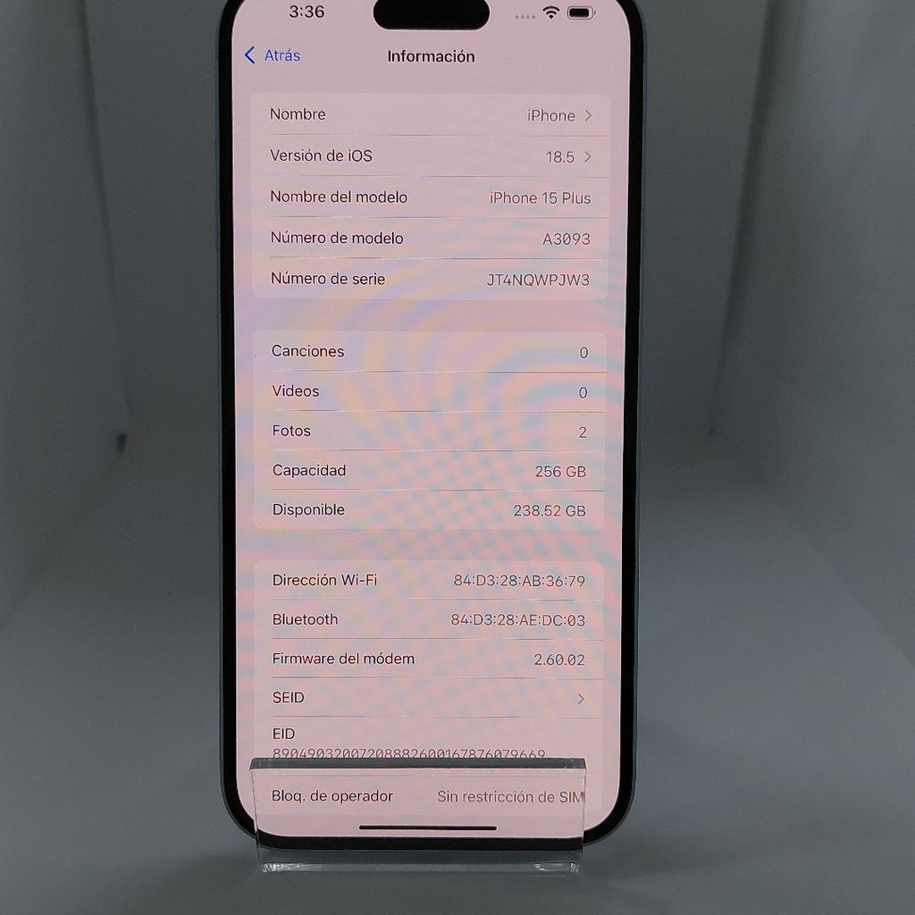 CELULAR APPLE IPHONE 15 PLUS A3093 (2023) 256 GB 6 GB RAM (SEMINUEVO)