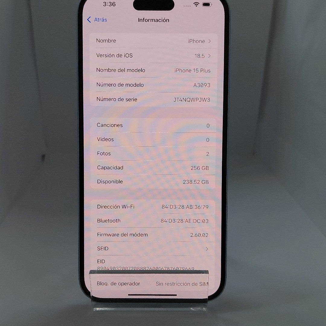 CELULAR APPLE IPHONE 15 PLUS A3093 (2023) 256 GB 6 GB RAM (SEMINUEVO)
