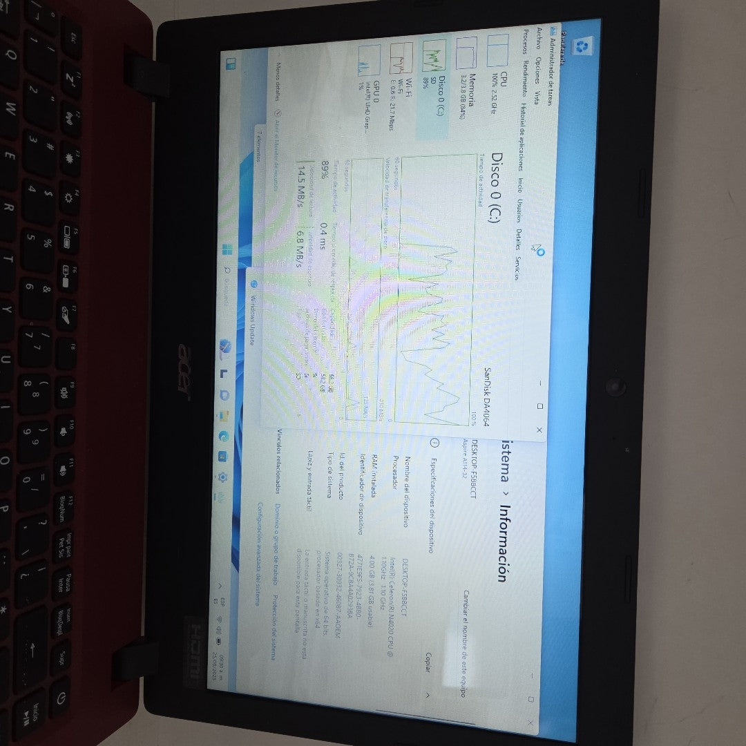 LAPTOP ACER ASPIRE 1 A114-32-C896 (2020) 64 GB SSD 4 GB RAM (SEMINUEVO)