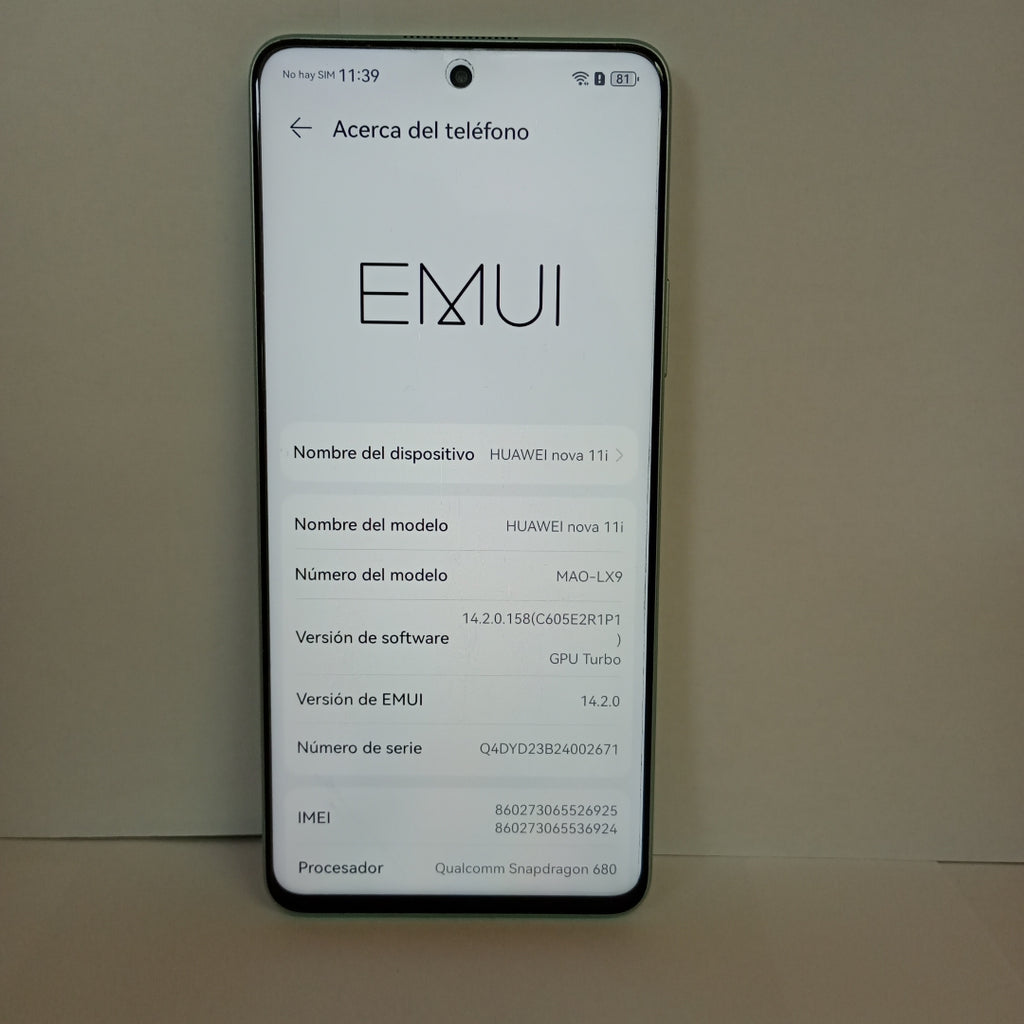 CELULAR HUAWEI NOVA 11I MAO-LX9 (2023) 128 GB 8 GB RAM (SEMINUEVO)