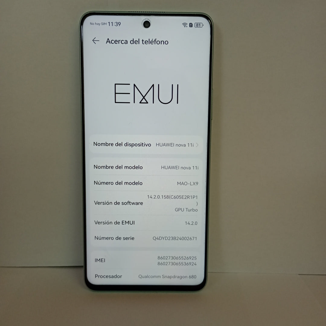 CELULAR HUAWEI NOVA 11I MAO-LX9 (2023) 128 GB 8 GB RAM (SEMINUEVO)